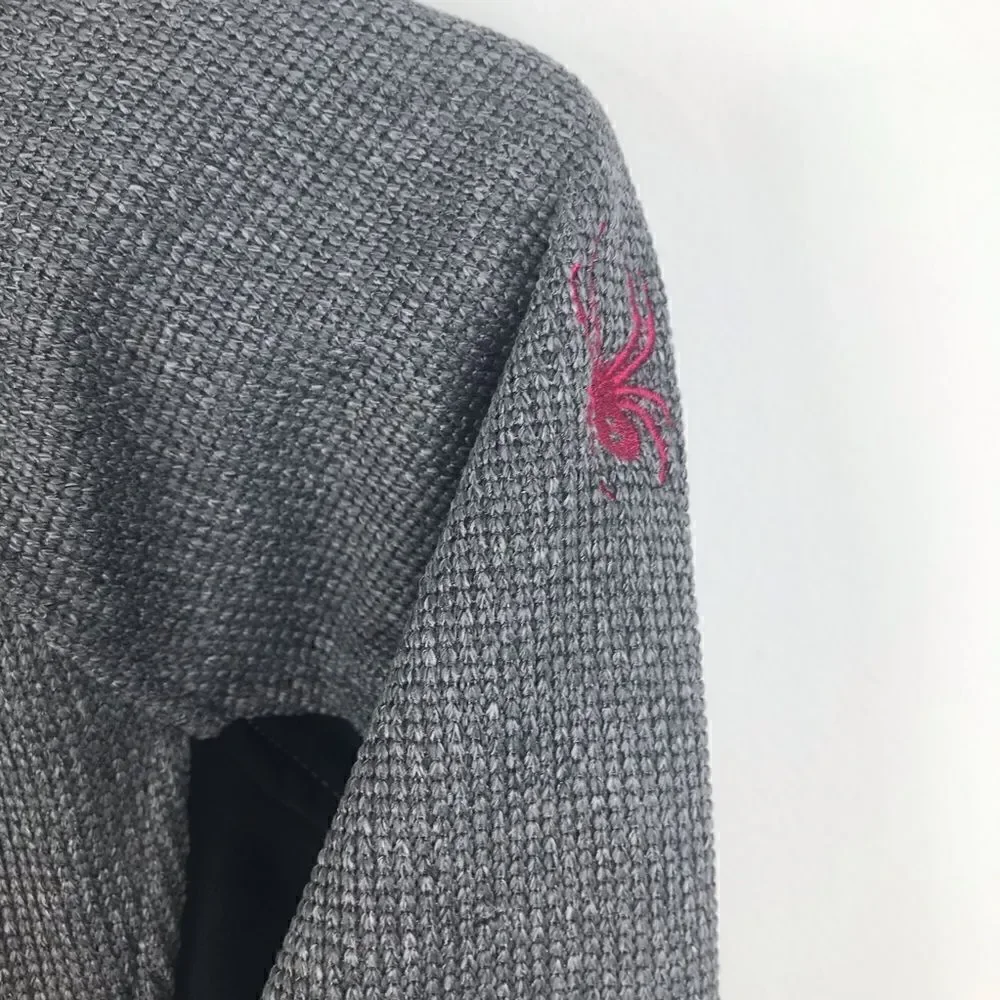 Spyder Gray and Black Zip Up Thermal Jacket with Pink Trim